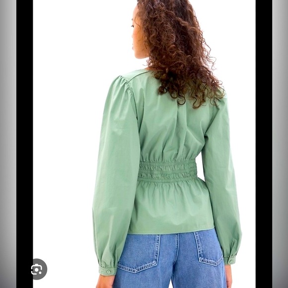 The Gap Puff Sleeve Peplum Poplin Top - Picture 2 of 5